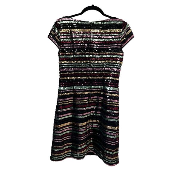 Vince Camuto Rainbow Sequin & Mesh Striped Bodycon Mini Dress Size 2 Glam Party - Picture 9 of 9